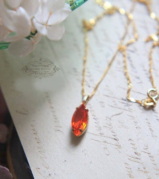 14K Gold Garnet Necklace